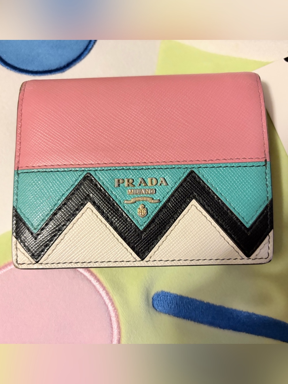 Authentic Prada Saffiano Greche Bifold Wallet